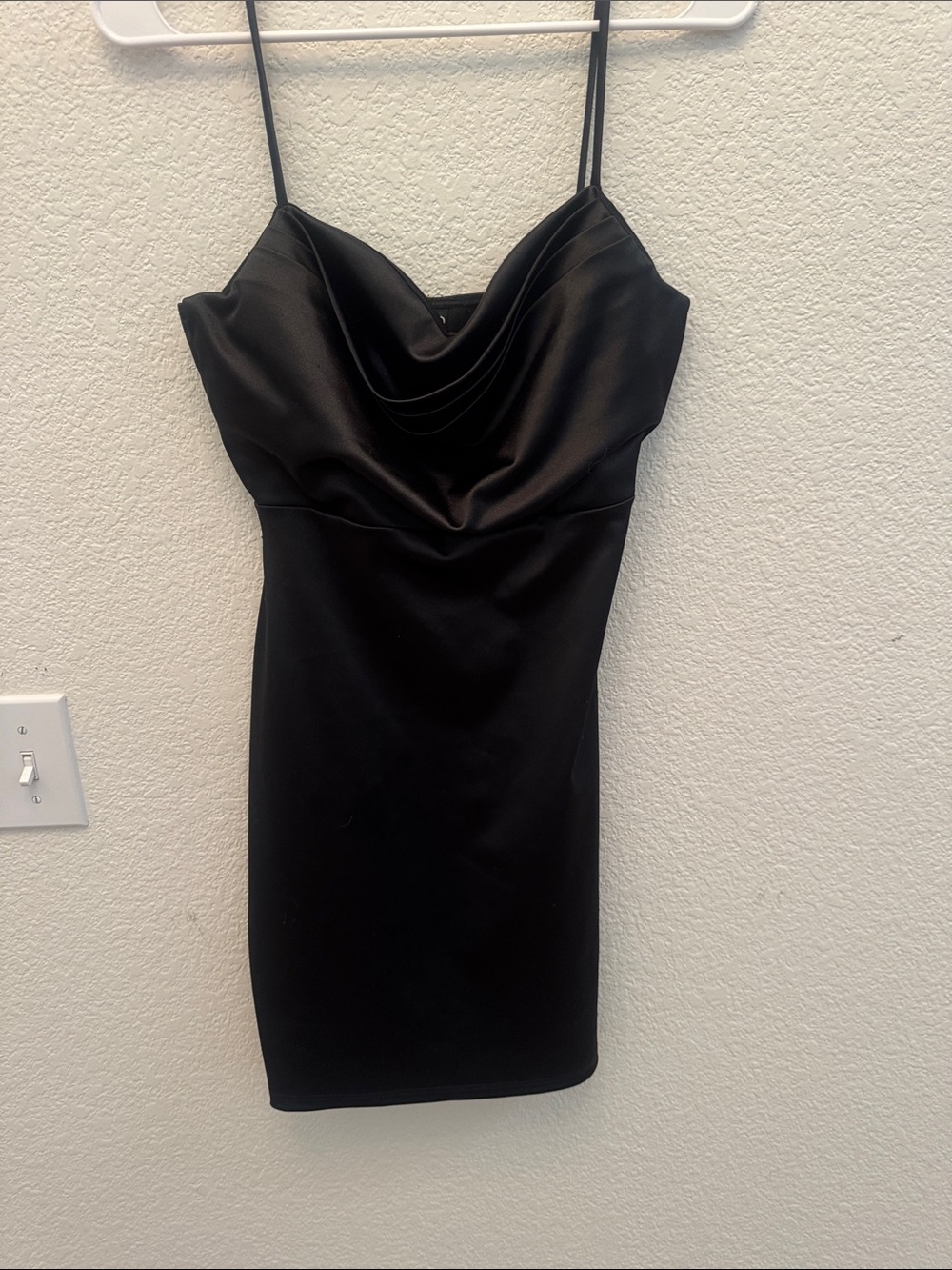 Windsor Black Cowl Neck Spaghetti Strap Mini Dress